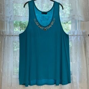 Lane Bryant Turquoise Embellished Tank Top